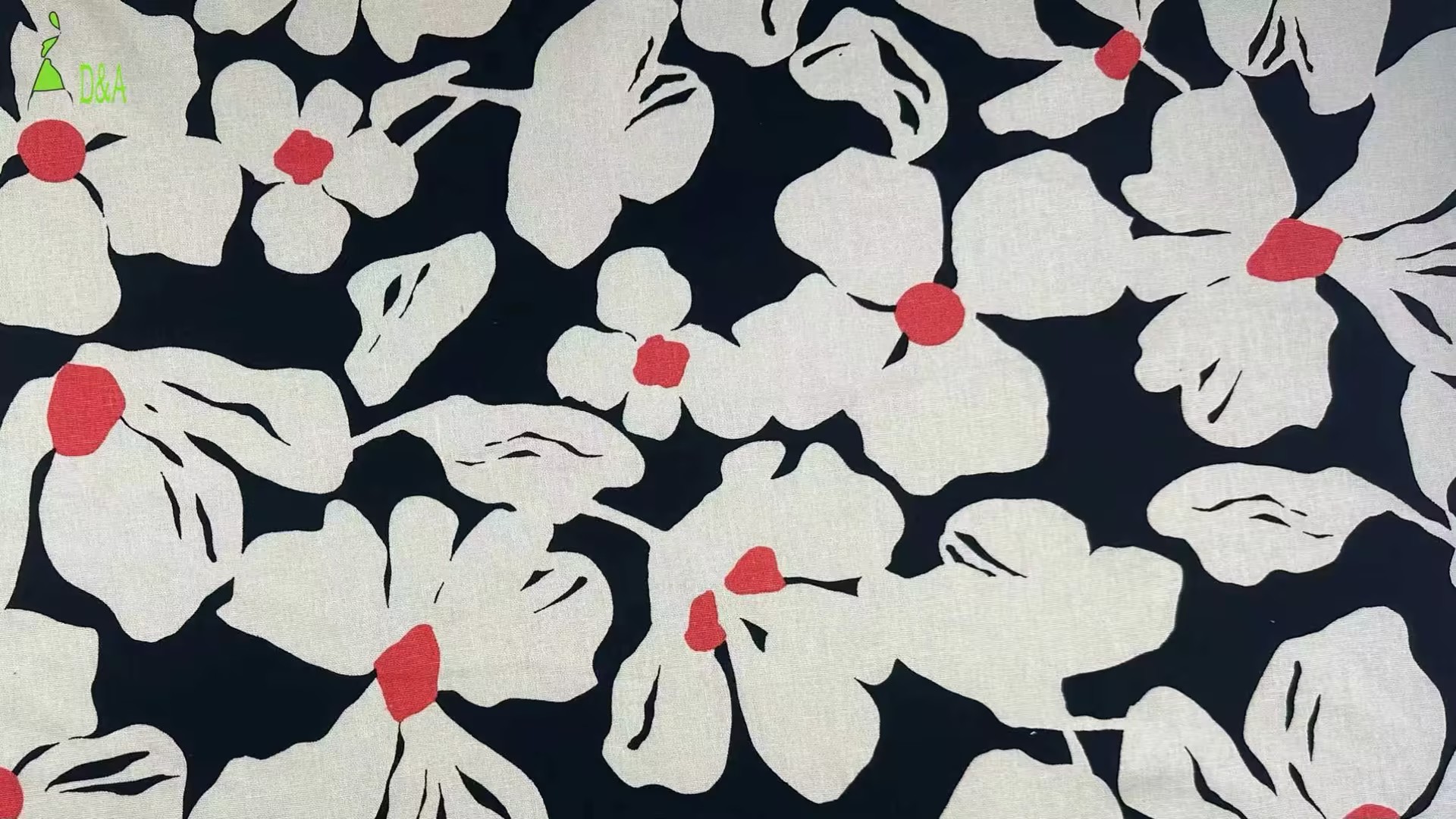 Linen Viscose Printed Fabric | Bold Floral Print on Black · 55% Linen 45% Viscose · 180 gsm